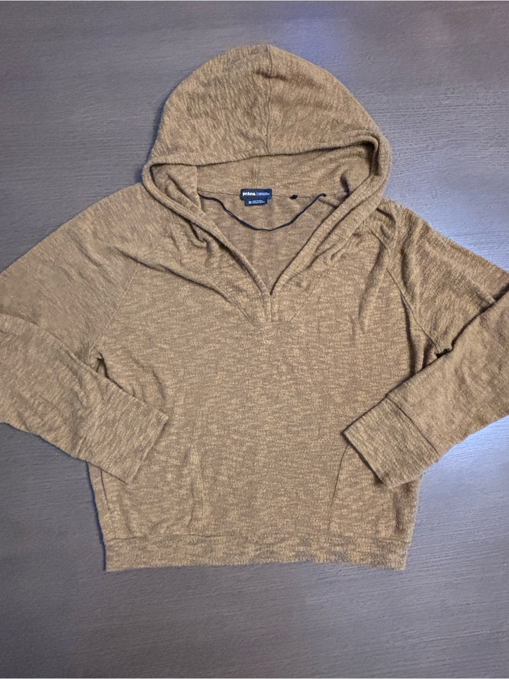 Prana Heathered mustardBrown Hooded Sweater